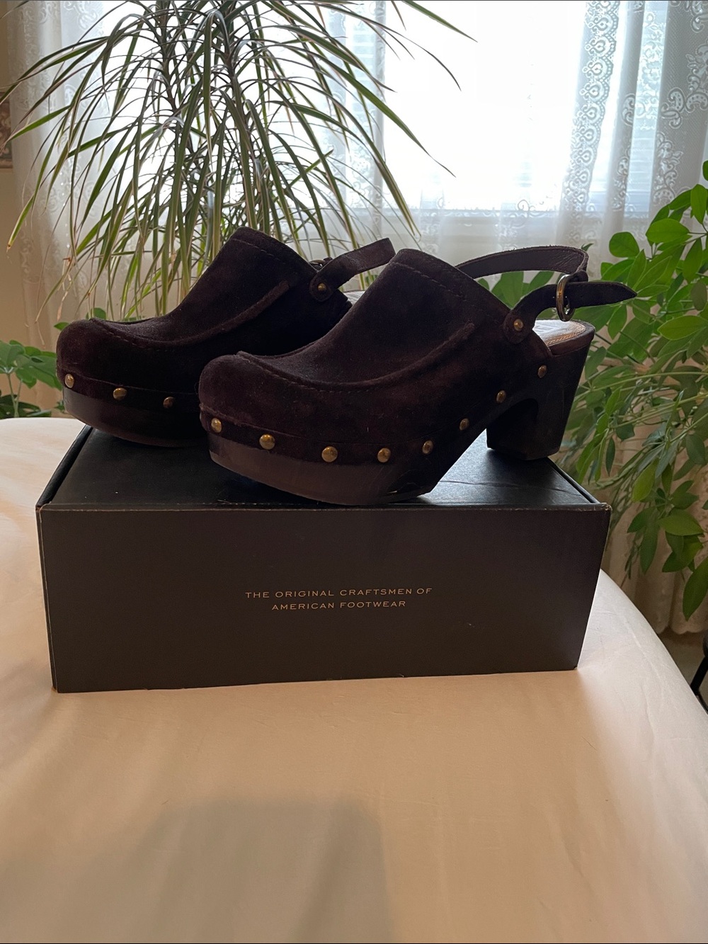 Frye Dark Jessica Slingback Clogs Brown Suede 8.5M